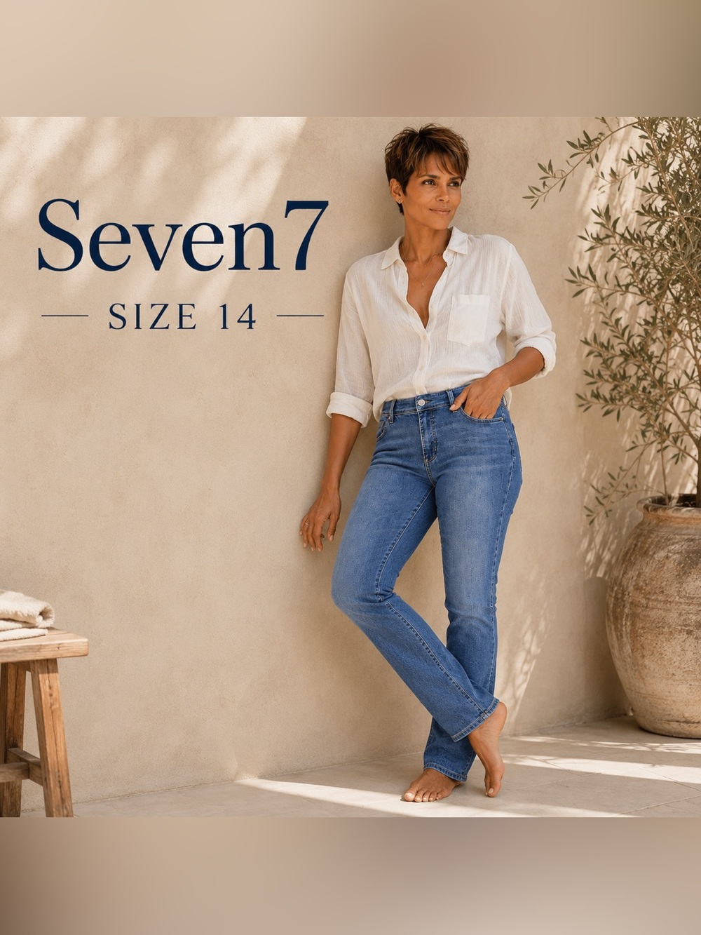 Seven7 Skinny Jeans Size 14 Light Wash Stretch Mid Rise Denim EUC